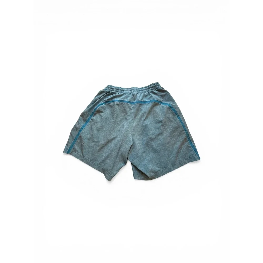 Lululemon Mens Blue Heathered Athletic Training Shorts Elastic Waist Mesh Vent - Picture 2 of 3